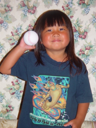 Kasen with baseball from game